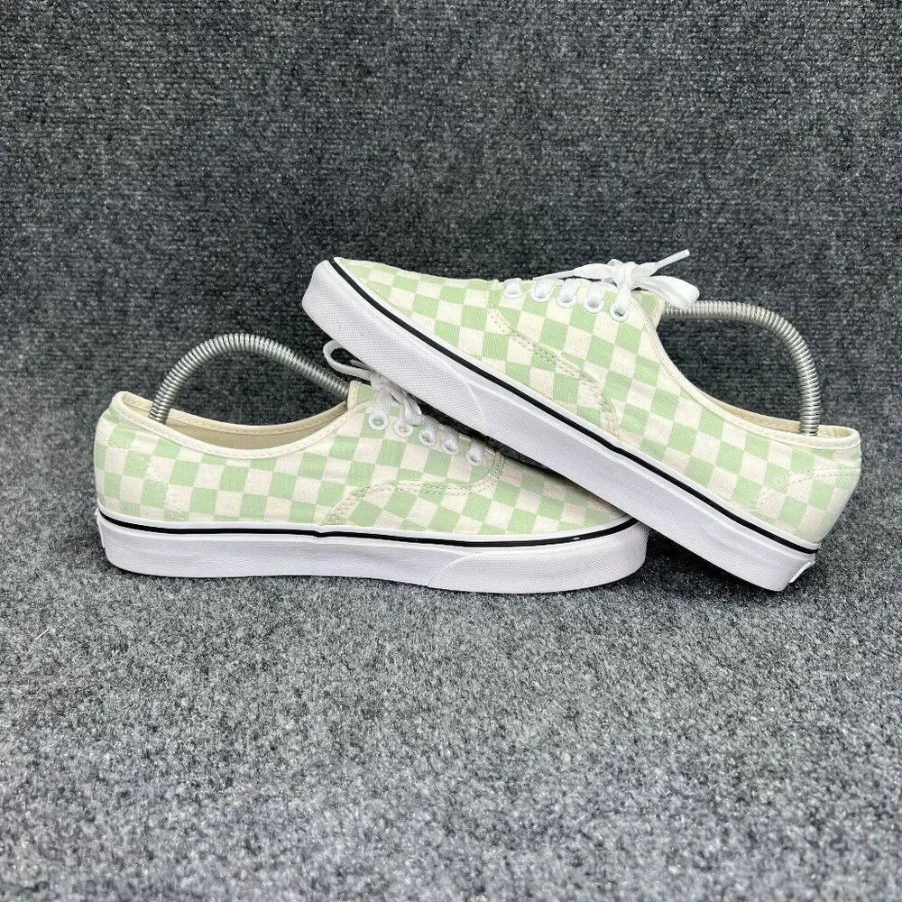 Vans Authentic Shoes Women's 10.5 Off White Mint Green Checkerboard Low Sneakers